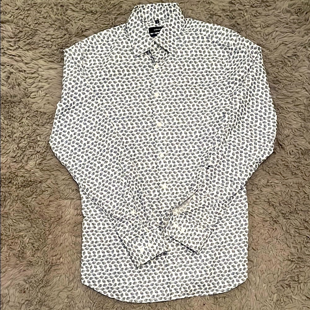 SEIDENSTICKER TAILORED Men's White and Blue Patterned Shirt